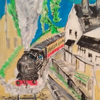 Painting titled "Train" by Paul Antwis, Original Artwork, Acrylic