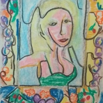 Drawing titled "Abstract portrait" by Paul Antwis, Original Artwork, Pastel