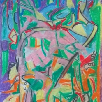 Drawing titled "Abstract pink" by Paul Antwis, Original Artwork, Pastel