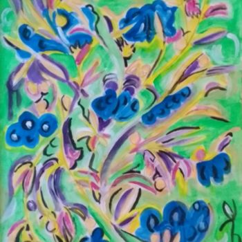 Painting titled "Abstract flowers" by Paul Antwis, Original Artwork, Acrylic