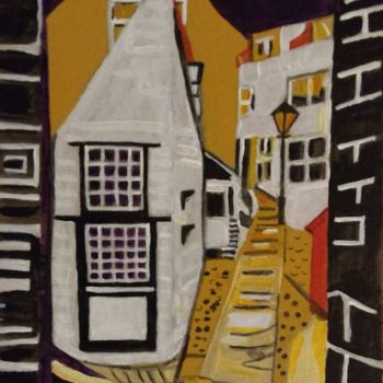 Painting titled "Village cottage" by Paul Antwis, Original Artwork, Acrylic