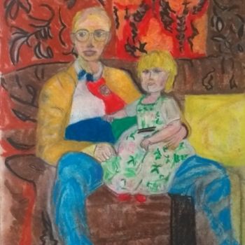Malerei mit dem Titel "Amber with Grandad" von Paul Antwis, Original-Kunstwerk