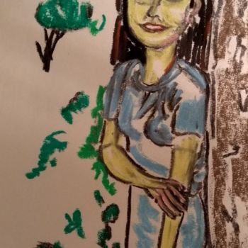 Drawing titled "China girl 2" by Paul Antwis, Original Artwork, Pastel
