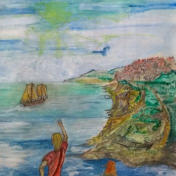 Painting titled "Ships and smugglers" by Paul Antwis, Original Artwork, Watercolor