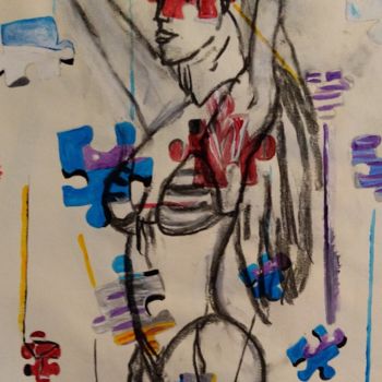 Картина под названием "Jigsaw pose" - Paul Antwis, Подлинное произведение искусства, Акрил