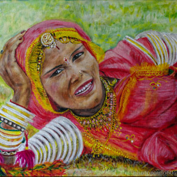 Peinture intitulée "Sourire et tradition" par Paul Benichou, Œuvre d'art originale, Huile
