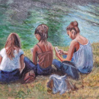 Pittura intitolato "Au bord de l'eau" da Paul Benichou, Opera d'arte originale, Acrilico