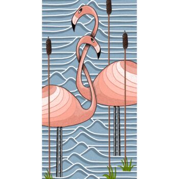 Digital Arts titled "Flamingos" by Paul Boniol, Original Artwork, Digital Painting