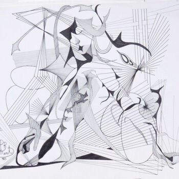 Desenho intitulada "Nudo femminile sedu…" por Paul Bonnie Kent, Obras de arte originais, Tinta