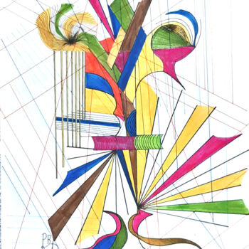 Dessin intitulée "Vaso con 2 mele (94…" par Paul Bonnie Kent, Œuvre d'art originale, Encre