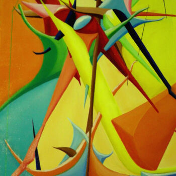 Peinture intitulée "Vaso con tre mele s…" par Paul Bonnie Kent, Œuvre d'art originale, Huile
