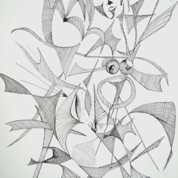 Desenho intitulada "Nudo di ragazza in…" por Paul Bonnie Kent, Obras de arte originais, Tinta