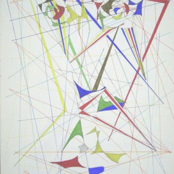 Tekening getiteld "Vaso  con 2 fiori (…" door Paul Bonnie Kent, Origineel Kunstwerk, Inkt