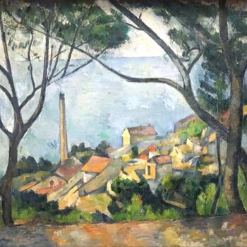 Painting titled "La Mer à l'Estaque…" by Paul Cézanne, Original Artwork, Oil