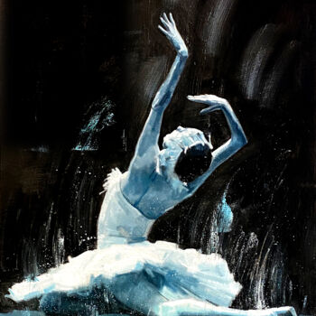 Painting titled "Swan Lake Ballet Da…" by Paul Cheng, Original Artwork, Oil Mounted on Wood Stretcher frame