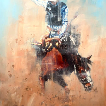 Pittura intitolato "The Art Of Rodeo No…" da Paul Cheng, Opera d'arte originale, Olio Montato su Telaio per barella in legno