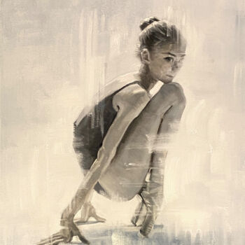 「Dancer In Morning」というタイトルの絵画 Paul Chengによって, オリジナルのアートワーク, オイル ウッドストレッチャーフレームにマウント