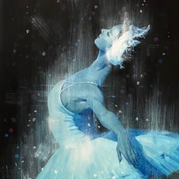 Painting titled "Fantastic Swan Lake…" by Paul Cheng, Original Artwork, Oil Mounted on Wood Stretcher frame