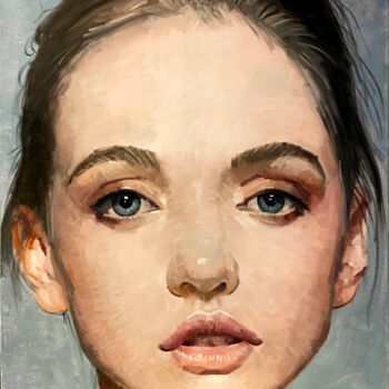 Painting titled "Untitled Portrait N…" by Paul Cheng, Original Artwork, Oil Mounted on Wood Stretcher frame