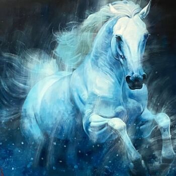 Картина под названием "Fantastic Horse" - Paul Cheng, Подлинное произведение искусства, Масло Установлен на Деревянная рама…