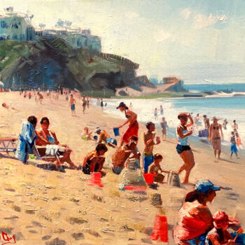 Painting titled "Crystal Beach - Cal…" by Paul Cheng, Original Artwork, Oil Mounted on Wood Stretcher frame