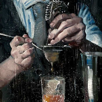 Painting titled "The Best Cocktails…" by Paul Cheng, Original Artwork, Oil Mounted on Cardboard