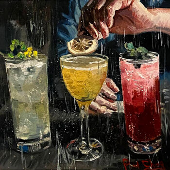 绘画 标题为“The Best Cocktail B…” 由Paul Cheng, 原创艺术品, 油 安装在纸板上