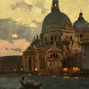 Pittura intitolato "Venice Sunset #11" da Paul Cheng, Opera d'arte originale, Olio Montato su Cartone