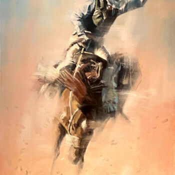 Painting titled "The Art Of Rodeo No…" by Paul Cheng, Original Artwork, Oil Mounted on Wood Stretcher frame