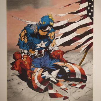 Desenho intitulada "Captain America (US…" por Paul Clair, Obras de arte originais, Marcador