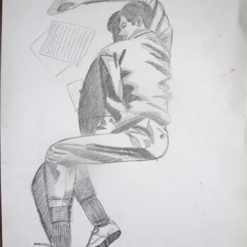 Drawing titled "Anthony Perkins" by Paul-Éric Langevin, Original Artwork, Conté