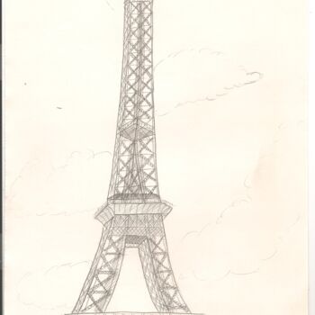 Drawing titled "Tour Eiffel" by Paul-Éric Langevin, Original Artwork, Conté