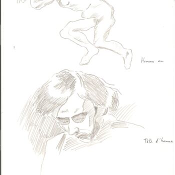 Drawing titled "Croquis divers 4" by Paul-Éric Langevin, Original Artwork, Conté