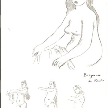 Drawing titled "Croquis divers 5" by Paul-Éric Langevin, Original Artwork, Conté