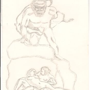 Drawing titled "Croquis divers 10" by Paul-Éric Langevin, Original Artwork, Conté