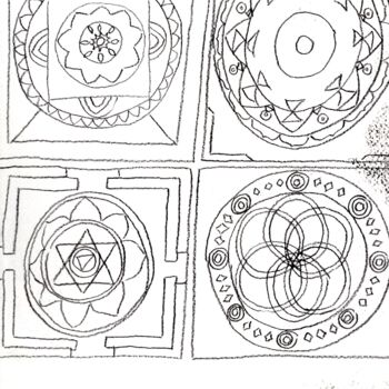 Dessin intitulée "Mandala 14" par Paul-Éric Langevin, Œuvre d'art originale, Crayon