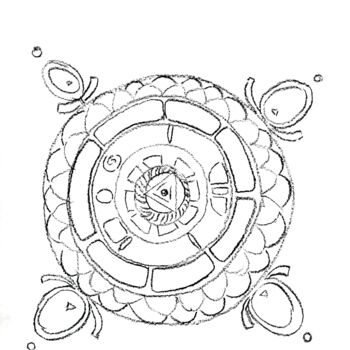 Dessin intitulée "Mandala 16" par Paul-Éric Langevin, Œuvre d'art originale, Crayon