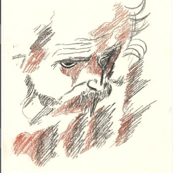 Drawing titled "Visage 11" by Paul-Éric Langevin, Original Artwork, Pencil