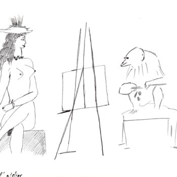 Dibujo titulada "Picasso 6" por Paul-Éric Langevin, Obra de arte original, Lápiz