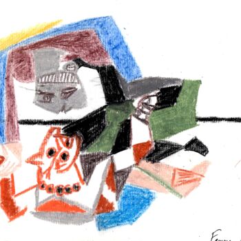 Dessin intitulée "Picasso 8" par Paul-Éric Langevin, Œuvre d'art originale, Pastel