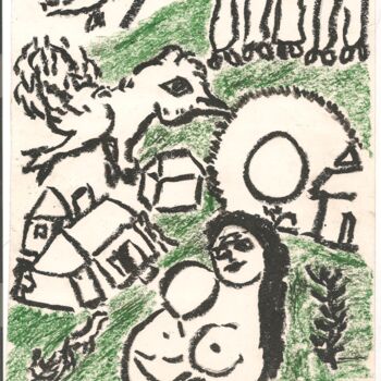 「Chagall 4」というタイトルの描画 Paul-Éric Langevinによって, オリジナルのアートワーク, パステル