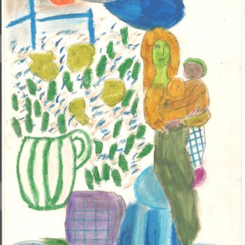 Dessin intitulée "Chagall 8" par Paul-Éric Langevin, Œuvre d'art originale, Pastel