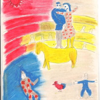Drawing titled "Chagall 15" by Paul-Éric Langevin, Original Artwork, Pastel