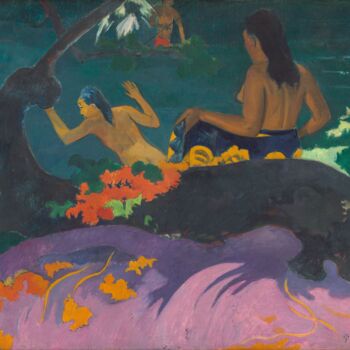 Painting titled "Fatata te Miti (By…" by Paul Gauguin, Original Artwork, Oil