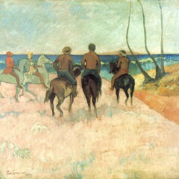 Schilderij getiteld "Cavaliers sur la pl…" door Paul Gauguin, Origineel Kunstwerk, Olie
