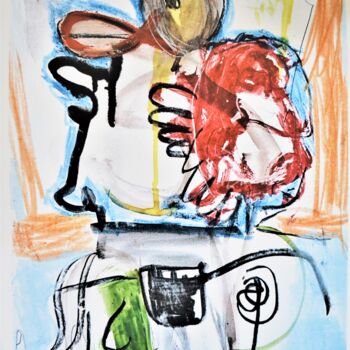 Картина под названием "Lady with Duck Hat" - Paul Hartel, Подлинное произведение искусства, Акварель