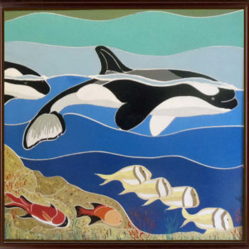 Painting titled "Orcas" by Pauleone, Original Artwork, Acrylic