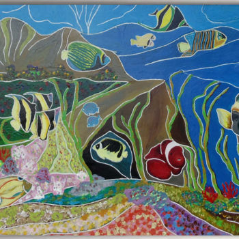 Painting titled "Acuario" by Pauleone, Original Artwork, Acrylic