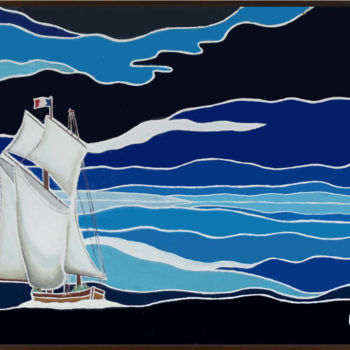 Pintura intitulada "La nuit tombe" por Pauleone, Obras de arte originais, Acrílico