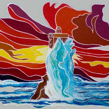 Collages titled "La mer en furie" by Pauleone, Original Artwork, Collages